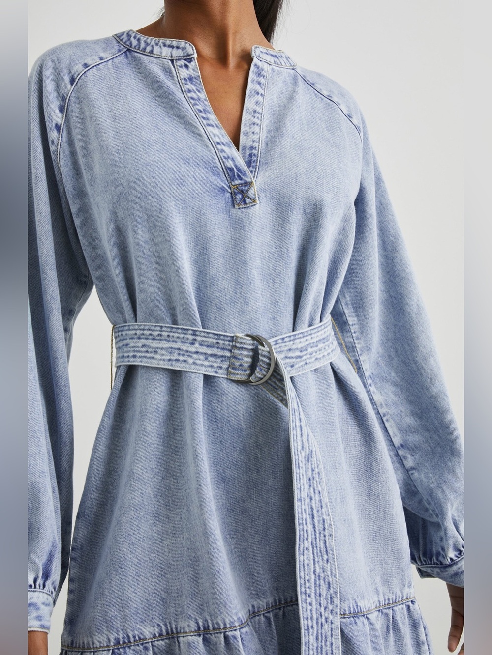 Rails Lila Chambray Denim Tiered Flounce Dress | Faded Indigo - Picture 5 of 16